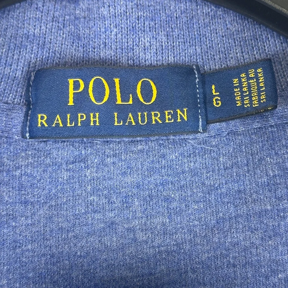 Polo Ralph Lauren‎ Mens Blue Cotton Quarter Zip Pullover Sweater Large Red Pony